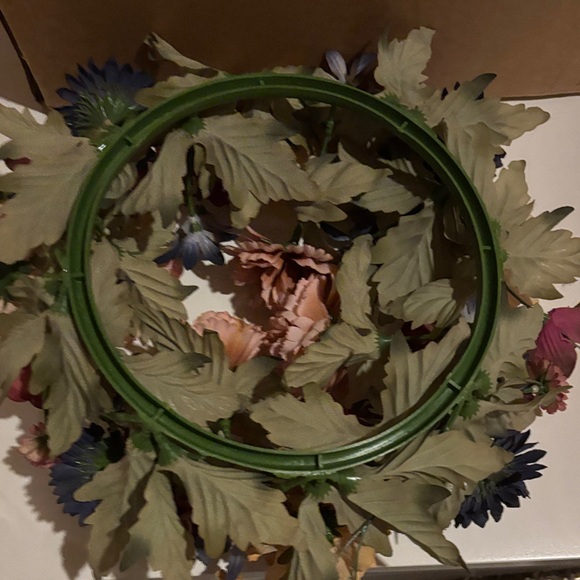 Floral Centerpiece Wreath with Glass Candle Holders - Pink & Burgundy - Picture 3 of 7